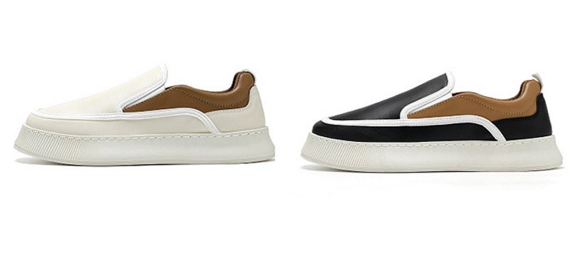 画像3:  Unisex Thick leather slip-on sneakers sneakers  ユニセックス メンズ男女兼用レザー厚底スリッポンスニーカーシューズ  (3)