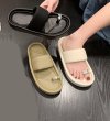 画像16: With asymmetrical rhinestones thick thong sandals slippers 　左右非対称ラインストーン付き 厚底トングサンダルレザーサンダル スリッパ (16)