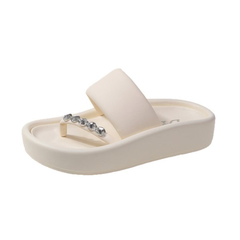 画像3: With asymmetrical rhinestones thick thong sandals slippers 　左右非対称ラインストーン付き 厚底トングサンダルレザーサンダル スリッパ (3)