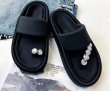 画像11: With asymmetrical rhinestones thick thong sandals slippers 　左右非対称ラインストーン付き 厚底トングサンダルレザーサンダル スリッパ (11)