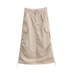 画像2: side drawstring pleated workwear skirt 　サイド絞り巾着立体バッグスカート (2)