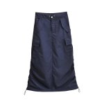 画像3: side drawstring pleated workwear skirt 　サイド絞り巾着立体バッグスカート (3)