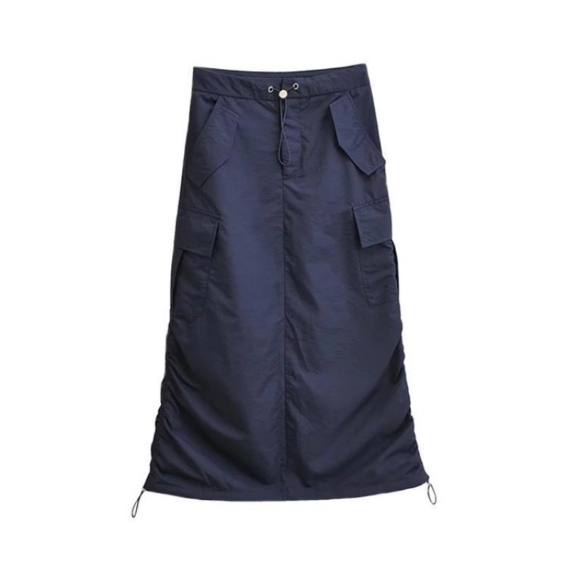 画像3: side drawstring pleated workwear skirt 　サイド絞り巾着立体バッグスカート (3)