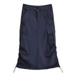 画像4: side drawstring pleated workwear skirt 　サイド絞り巾着立体バッグスカート (4)