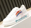 画像2:  Unisex Rainbow & smiling bear paint sneakers   ユニセックス メンズ男女兼用レインボー＆スマイルベアペイントレースアップレザースニーカーシューズ  (2)