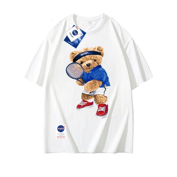 画像1: Nasa Tennis  Bear  Print T-shirt　ユニセックス 男女兼用 ナサ テニス ベア熊プリントTシャツ (1)
