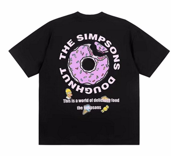 画像1: donuts x homer simpson Print T-shirt　ユニセックス 男女兼用ドーナッツ×ホーマーシンプソンプリントTシャツ (1)