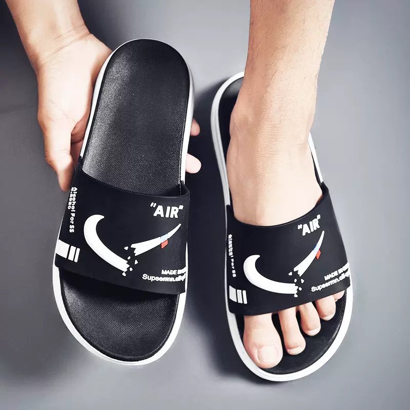 画像2: 23 Broken swoosh Flat Sandals  slippers  ユニセック男女兼用ブロークンスウォッシュ レザーフリップフロップサンダルシャワーサンダル ビーチサンダル  (2)