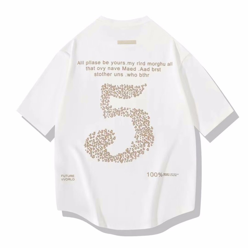 画像2: number 5 pattern Print T-shirt　ユニセックス 男女兼用 ナンバー5プリントTシャツ (2)