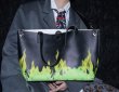 画像2: Original Custom Design Green Flame Large Capacity Messenger Bag Tote Shoulder Bag　男女兼用オリジナルカスタムデザイン グリーンフレームレザートートショルダーバッグ (2)