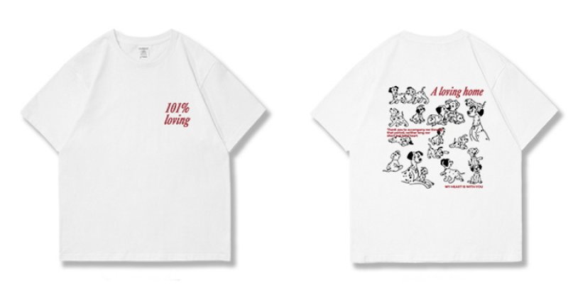 画像11: 100% 101 dogs print T-shirt　ユニセックス 男女兼用100％＆101匹わんちゃん プリントTシャツ (11)