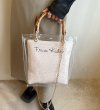 画像10: Basket Tote Shoulder Bag with Bamboo Handle Transparent Cover straw woven bag　バンブーハンドル透明カバー付きかごトートショルダーバッグ籠カゴバスケットバッグ (10)