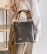 画像9: Basket Tote Shoulder Bag with Bamboo Handle Transparent Cover straw woven bag　バンブーハンドル透明カバー付きかごトートショルダーバッグ籠カゴバスケットバッグ (9)