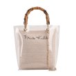 画像1: Basket Tote Shoulder Bag with Bamboo Handle Transparent Cover straw woven bag　バンブーハンドル透明カバー付きかごトートショルダーバッグ籠カゴバスケットバッグ (1)