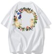 画像1: Unisex circle flower & angel Print Tshirts 　ユニセックス男女兼用サークルフラワー＆エンジェル半袖 Tシャツ　ファミリー (1)