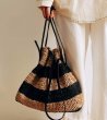 画像6: Striped Drawstring Tote Shoulder Basket Bag 2WAY bag 　ボーダー巾着トートショルダー籠かご２WAYバッグ (6)