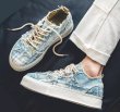 画像5:  Unisex denim tweed & starsLace-up Sneakers  ユニセックス メンズデニムツイード＆星スターレースアップスニーカーシューズ (5)