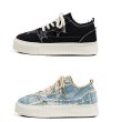 画像3:  Unisex denim tweed & starsLace-up Sneakers  ユニセックス メンズデニムツイード＆星スターレースアップスニーカーシューズ (3)