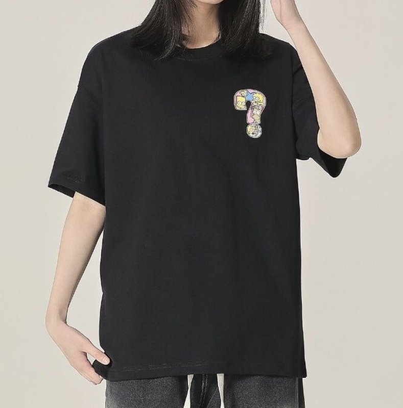画像10: The Simpsons Cartoon Question Letter paint Tshirts  ユニセックス男女兼用ザ・シンプソンズ カートゥーンクエスチョンレター柄プリント半袖Tシャツ (10)
