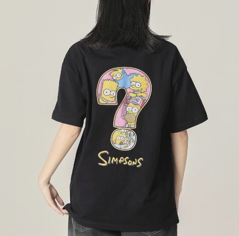 画像9: The Simpsons Cartoon Question Letter paint Tshirts  ユニセックス男女兼用ザ・シンプソンズ カートゥーンクエスチョンレター柄プリント半袖Tシャツ (9)