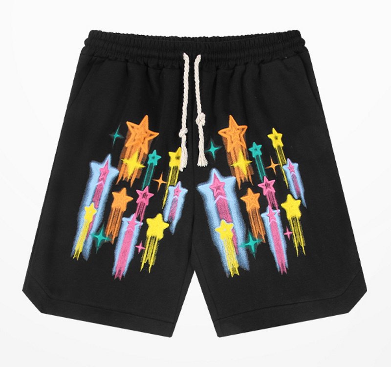 画像8: American five-pointed star graffiti half pants Sweat pants　 男女兼用ユニセックススター＆グラフィック ハーフパンツ  (8)
