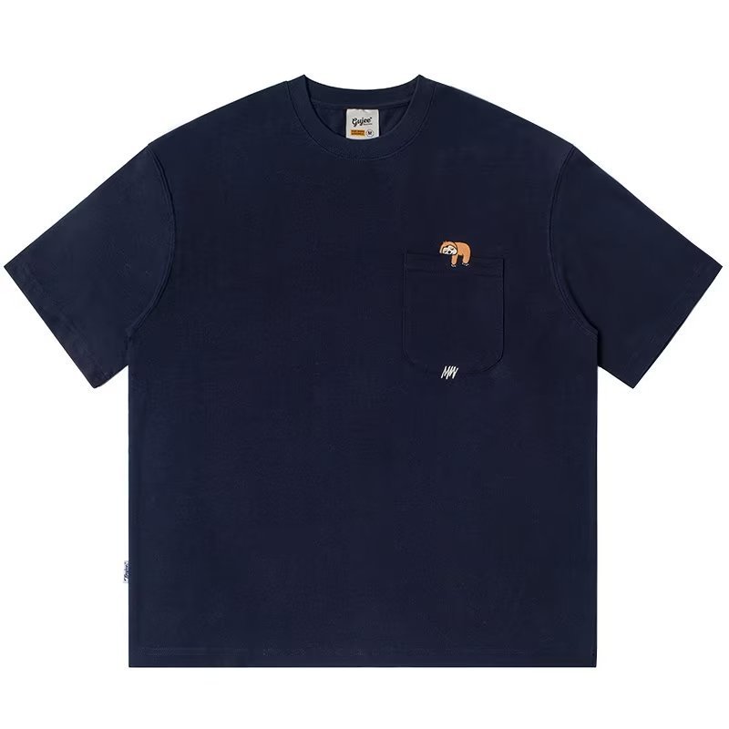 画像2: sloth one point paint Tshirts 　ユニセックス男女兼用ナマケモノワンポイントプリント半袖Tシャツ (2)