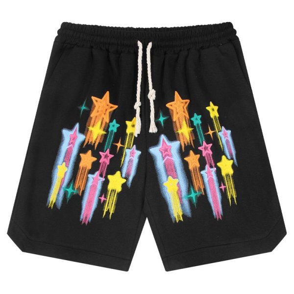 画像1: American five-pointed star graffiti half pants Sweat pants　 男女兼用ユニセックススター＆グラフィック ハーフパンツ  (1)