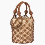 画像1: Mesh Straw Bucket Bag Tote Shoulder  2WAY bag 　メッシュ ストロー バケット バッグトートショルダー籠かご２WAYバッグ (1)