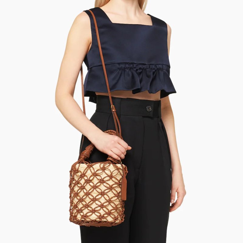 画像4: Mesh Straw Bucket Bag Tote Shoulder  2WAY bag  メッシュ ストロー バケット バッグトートショルダー籠かご2WAYバッグ (4)