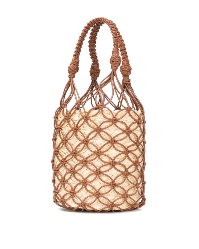 画像2: Mesh Straw Bucket Bag Tote Shoulder  2WAY bag  メッシュ ストロー バケット バッグトートショルダー籠かご2WAYバッグ (2)
