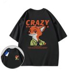 画像1: CRAZY Fox printT-shirt　ユニセックス 男女兼用クレージーフォックス狐きつねプリントTシャツ (1)