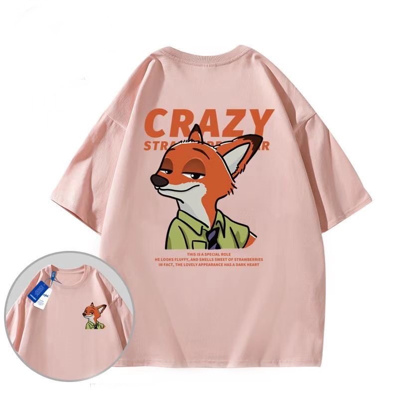 画像3: CRAZY Fox printT-shirt ユニセックス 男女兼用クレージーフォックス狐きつねプリントTシャツ (3)