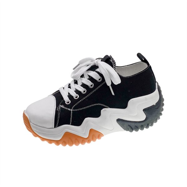 画像1: muffin daddy Middle cut lace-up sneakers　ユニセックス男女兼用厚底ミドルカットマフィン厚底レースアップキャンバススニーカー (1)