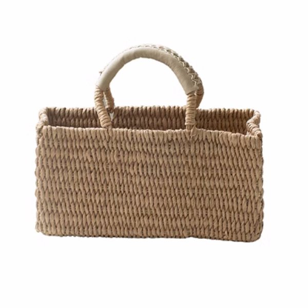 画像1:  paper rope horizontal basket picnic shopping bag　 paper rope横長バスケットピクニックショッピングバッグ トート籠かごバッグ (1)