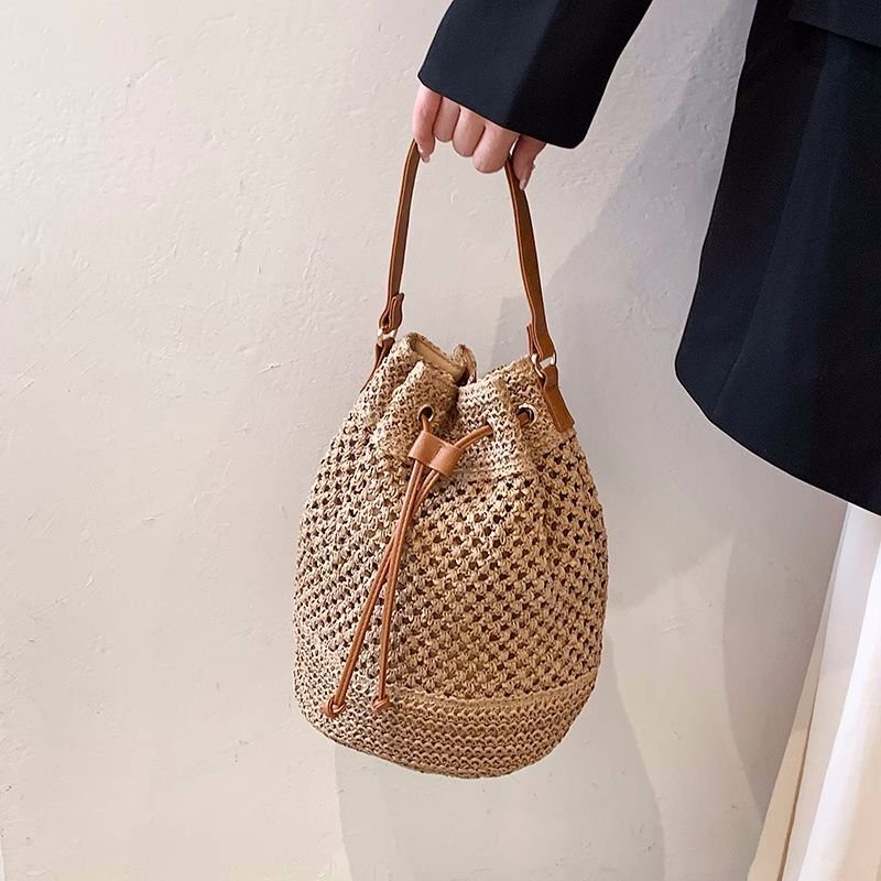 画像5: bucket tote shoulder basket bag  2WAY bag   バケット トートショルダー籠かご2WAYバッグ (5)
