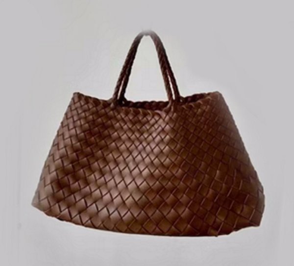 画像1: Leather Braided Mesh Tote Shoulder Bag Bagbasket picnic shopping bag　レザー編み込みメッシュトートショルダーバッグピクニックショッピングバッグ 籠かごバッグ (1)