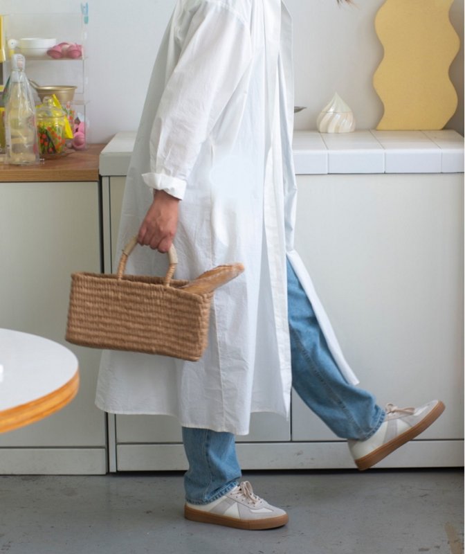 画像3:  paper rope horizontal basket picnic shopping bag  paper rope横長バスケットピクニックショッピングバッグ トート籠かごバッグ (3)