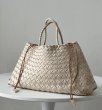 画像9: Leather Braided Mesh Tote Shoulder Bag Bagbasket picnic shopping bag　レザー編み込みメッシュトートショルダーバッグピクニックショッピングバッグ 籠かごバッグ (9)