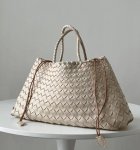 画像9: Leather Braided Mesh Tote Shoulder Bag Bagbasket picnic shopping bag　レザー編み込みメッシュトートショルダーバッグピクニックショッピングバッグ 籠かごバッグ (9)