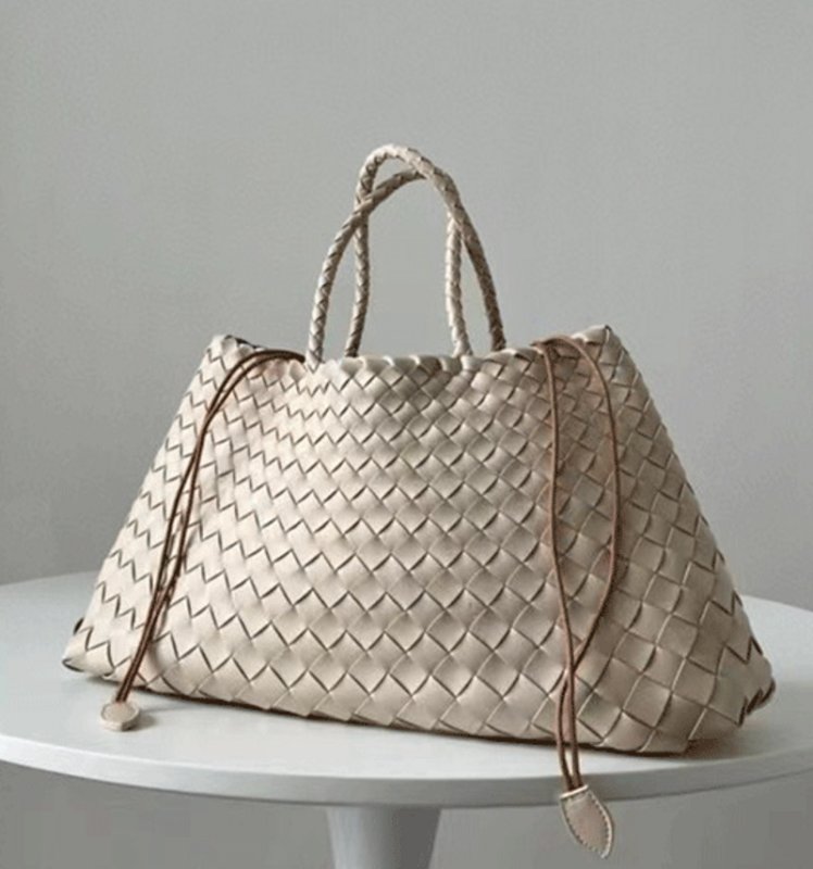画像9: Leather Braided Mesh Tote Shoulder Bag Bagbasket picnic shopping bag レザー編み込みメッシュトートショルダーバッグピクニックショッピングバッグ 籠かごバッグ (9)