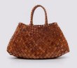 画像14: Leather Braided Mesh Tote Shoulder Bag Bagbasket picnic shopping bag　レザー編み込みメッシュトートショルダーバッグピクニックショッピングバッグ 籠かごバッグ (14)