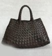 画像3: Leather Braided Mesh Tote Shoulder Bag Bagbasket picnic shopping bag　レザー編み込みメッシュトートショルダーバッグピクニックショッピングバッグ 籠かごバッグ (3)