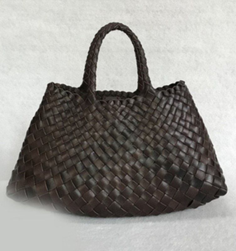 画像3: Leather Braided Mesh Tote Shoulder Bag Bagbasket picnic shopping bag レザー編み込みメッシュトートショルダーバッグピクニックショッピングバッグ 籠かごバッグ (3)