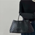 画像13: Leather Braided Mesh Tote Shoulder Bag Bagbasket picnic shopping bag　レザー編み込みメッシュトートショルダーバッグピクニックショッピングバッグ 籠かごバッグ (13)