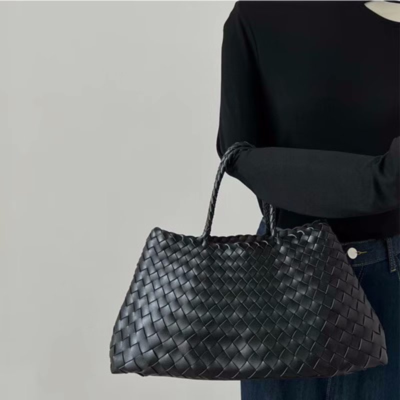 画像13: Leather Braided Mesh Tote Shoulder Bag Bagbasket picnic shopping bag レザー編み込みメッシュトートショルダーバッグピクニックショッピングバッグ 籠かごバッグ (13)
