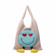 画像4: Smile Emblem Tote Shoulder Knitted Bag 2WAY bag 　スマイルエンブレムトートショルダー編みニットバッグ 籠かごショッピングエコバッグ (4)