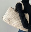 画像10: Leather Braided Mesh Tote Shoulder Bag Bagbasket picnic shopping bag　レザー編み込みメッシュトートショルダーバッグピクニックショッピングバッグ 籠かごバッグ (10)