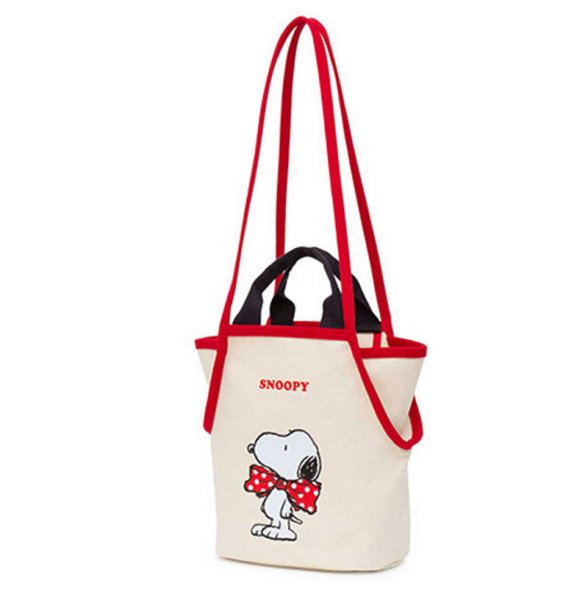画像1: snoopy canvas tote shoulder bag shopping bag　スヌーピーキャンバストートショルダーバッグピクニックショッピングエコバッグ  (1)