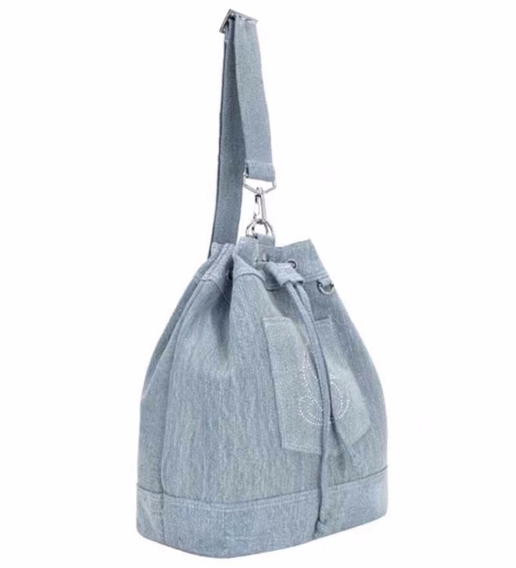 画像2: Denim Rhinestone Backpack Rucksack Tote Shoulder Bag shopping bag パール付きバックパックトートショルダーバッグピクニックショッピングエコバッグ  (2)