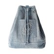 画像1: Denim Rhinestone Backpack Rucksack Tote Shoulder Bag shopping bag　パール付きバックパックトートショルダーバッグピクニックショッピングエコバッグ  (1)